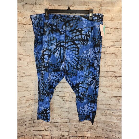 Just My Size Womens Capri Workout Blue And Black Size 3X - Picture 1 of 2